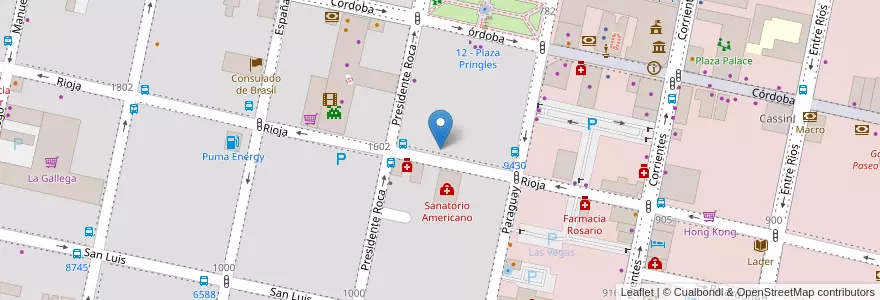 Mapa de ubicacion de De Buen Humor Helados en アルゼンチン, サンタフェ州, Departamento Rosario, Municipio De Rosario, ロサリオ.
