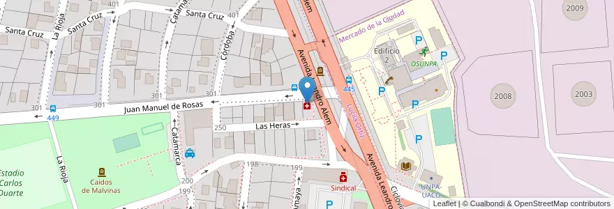 Mapa de ubicacion de De la Ciudad en アルゼンチン, サンタクルス州, チリ, Mirador, Deseado, Caleta Olivia.