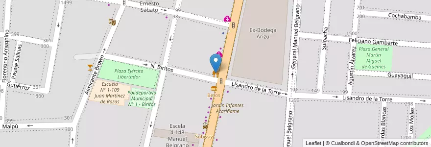 Mapa de ubicacion de De la Ostia en Arjantin, Şili, Mendoza, Godoy Cruz, Departamento Godoy Cruz, Distrito Ciudad De Godoy Cruz.