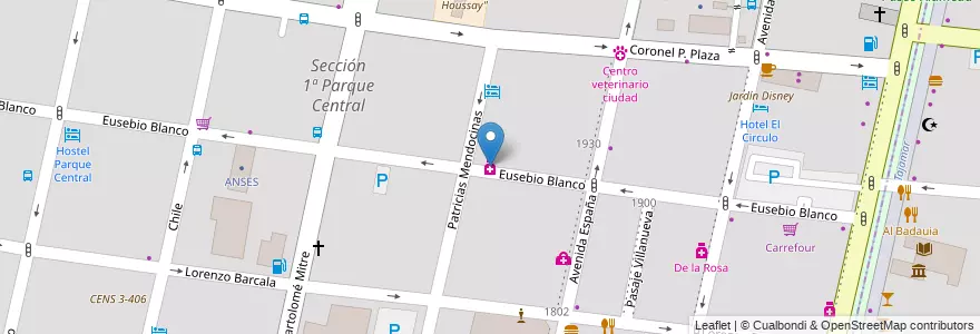 Mapa de ubicacion de De la Rosa en Аргентина, Чили, Мендоса, Departamento Capital, Ciudad De Mendoza.
