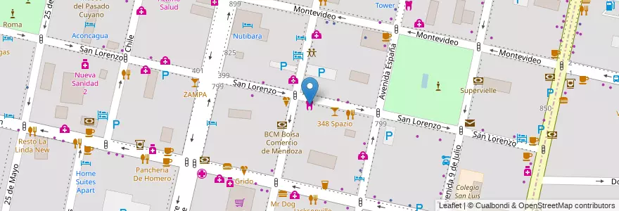 Mapa de ubicacion de De lucia Odontologia y Protesis dental en آرژانتین, شیلی, Mendoza, Departamento Capital, Sección 2ª Barrio Cívico, Ciudad De Mendoza.