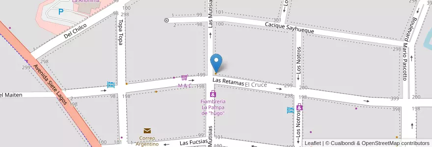 Mapa de ubicacion de De Luz y de Fuego en Arjantin, Şili, Neuquén, Departamento Los Lagos, Villa La Angostura, Villa La Angostura.