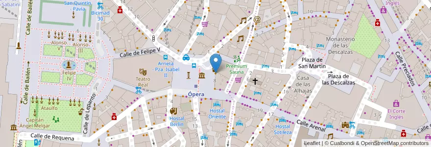 Mapa de ubicacion de De María Ópera en 스페인, Comunidad De Madrid, Comunidad De Madrid, Área Metropolitana De Madrid Y Corredor Del Henares, 마드리드.