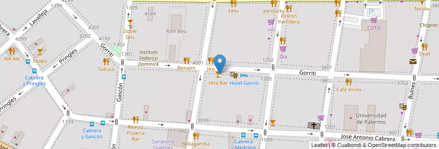 Mapa de ubicacion de De olivas i lustres, Palermo en 阿根廷, Ciudad Autónoma De Buenos Aires, 布宜诺斯艾利斯.