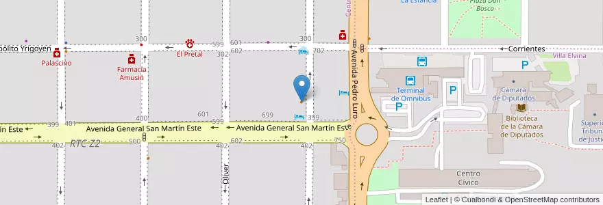 Mapa de ubicacion de De tal Palo en アルゼンチン, ラ・パンパ州, Municipio De Santa Rosa, Departamento Capital, Santa Rosa.