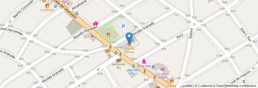 Mapa de ubicacion de Dean & Dennys en Argentinië, Buenos Aires, Partido De San Isidro, Acassuso.