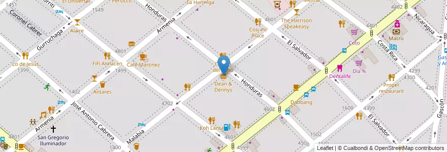 Mapa de ubicacion de Dean & Dennys, Palermo en Argentina, Autonomous City Of Buenos Aires, Autonomous City Of Buenos Aires.