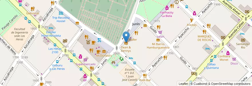 Mapa de ubicacion de Dean & Dennys, Recoleta en الأرجنتين, Ciudad Autónoma De Buenos Aires, Comuna 2, Buenos Aires.