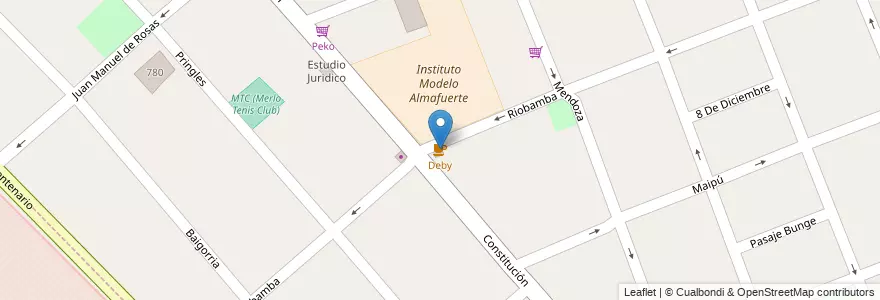 Mapa de ubicacion de Deby en Argentinië, Buenos Aires, Partido De Merlo, Merlo.