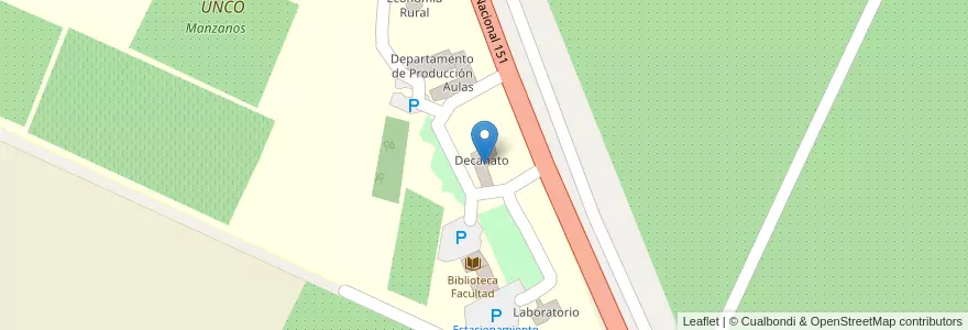 Mapa de ubicacion de Decanato en アルゼンチン, チリ, リオネグロ州, Municipio De Cinco Saltos, Departamento General Roca.