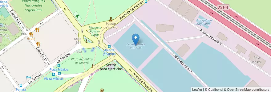 Mapa de ubicacion de Decantadores Pulsátor, Palermo en Arjantin, Ciudad Autónoma De Buenos Aires, Buenos Aires, Comuna 13.