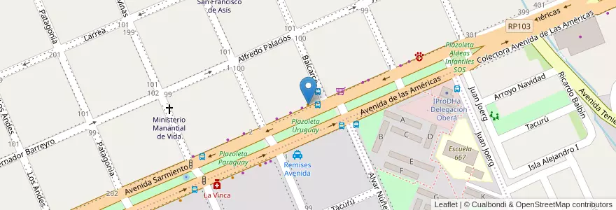 Mapa de ubicacion de Dedorapa en Arjantin, Misiones, Departamento Oberá.