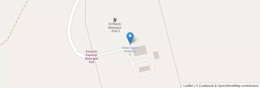 Mapa de ubicacion de ESA Tracking Station Malargüe en Argentina, Chile, Mendoza, Departamento Malargüe, Distrito Ciudad De Malargüe.