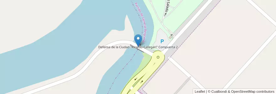 Mapa de ubicacion de Defensa de la Ciudad "Ricardo Callegari" Compuerta 2 en آرژانتین, استان بوئنوس آیرس, Partido De General Belgrano, General Belgrano.