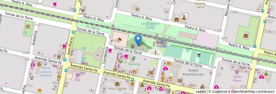 Mapa de ubicacion de Defensoría del pueblo en Argentinien, Santa Fe, Departamento Rosario, Municipio De Funes, Funes.