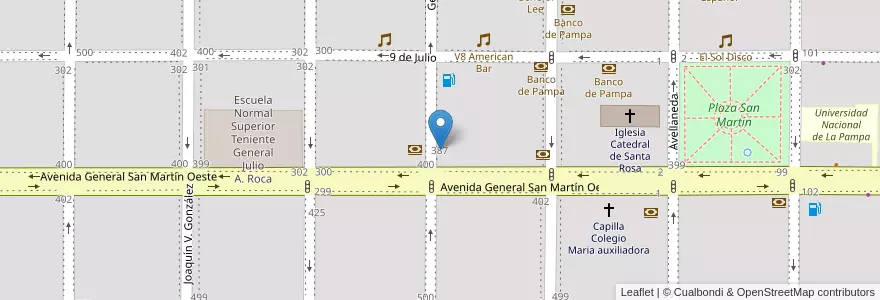 Mapa de ubicacion de Defensoría Pública Oficial en アルゼンチン, ラ・パンパ州, Municipio De Santa Rosa, Departamento Capital, Santa Rosa.