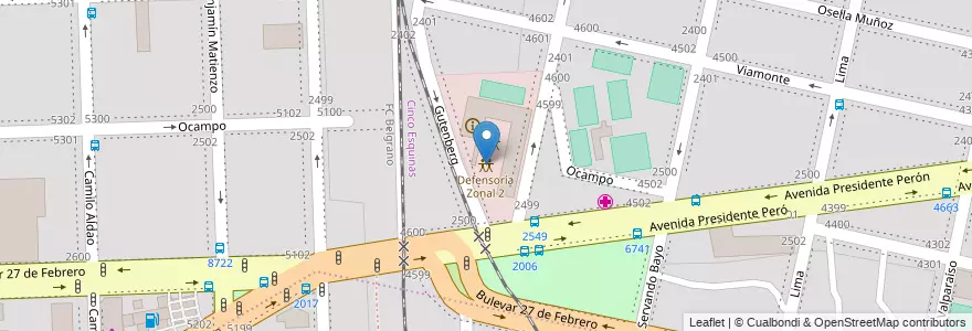 Mapa de ubicacion de Defensoría Zonal 2 en Argentine, Santa Fe, Departamento Rosario, Municipio De Rosario, Rosario.