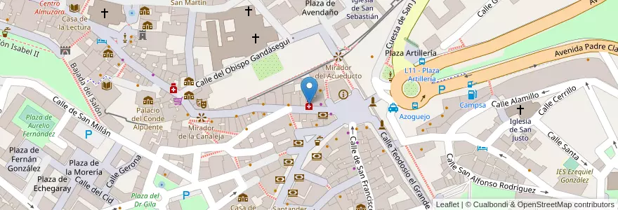 Mapa de ubicacion de Del acueducto en Espanha, Castela E Leão, Segovia, Segovia.