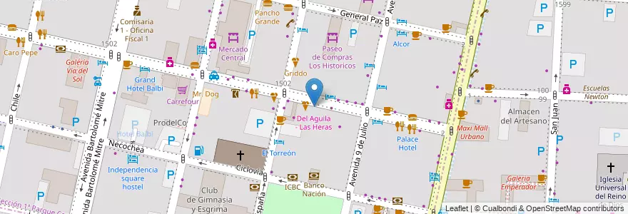 Mapa de ubicacion de Del Aguila - Las Heras en Arjantin, Şili, Mendoza, Departamento Capital, Ciudad De Mendoza.