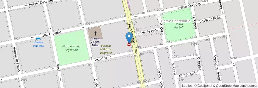 Mapa de ubicacion de Del Barrio en Arjantin, Buenos Aires, Partido De Coronel De Marina Leonardo Rosales, Punta Alta.