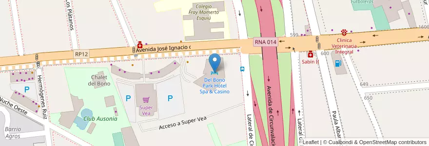 Mapa de ubicacion de Del Bono Park Hotel Spa & Casino en Argentinien, San Juan, Chile, Capital.