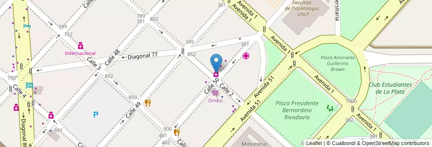Mapa de ubicacion de Del Bosque, Casco Urbano en Argentinië, Buenos Aires, Partido De La Plata, La Plata.