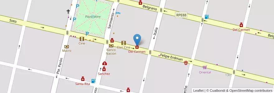 Mapa de ubicacion de Del Carmen en Аргентина, Кордова, Departamento San Javier, Pedanía Dolores, Municipio De Villa Dolores, Villa Dolores.