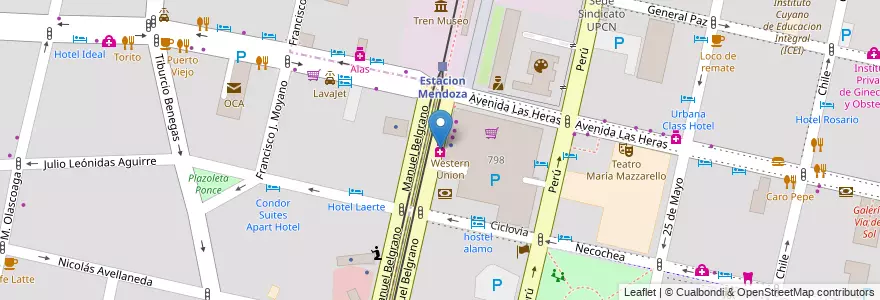 Mapa de ubicacion de Del Centro 12 en Аргентина, Чили, Мендоса, Departamento Capital, Ciudad De Mendoza.