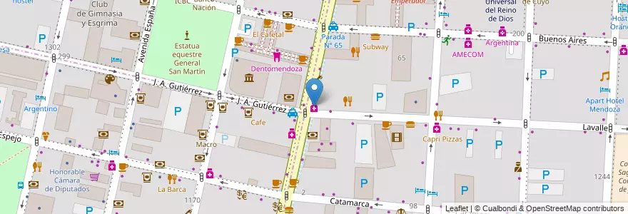 Mapa de ubicacion de Del Centro 14 en Argentinien, Chile, Mendoza, Departamento Capital, Ciudad De Mendoza, Sección 3ª Parque O'Higgins.