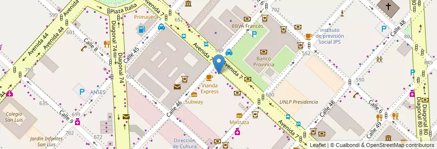 Mapa de ubicacion de Del Centro, Casco Urbano en アルゼンチン, ブエノスアイレス州, Partido De La Plata, La Plata.
