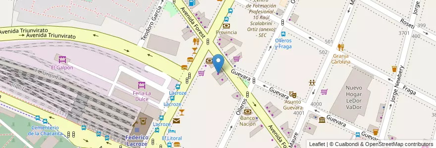 Mapa de ubicacion de Del Centro, Chacarita en الأرجنتين, Ciudad Autónoma De Buenos Aires, Buenos Aires, Comuna 15.