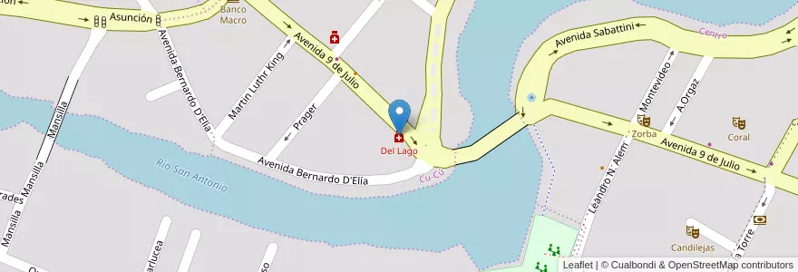Mapa de ubicacion de Del Lago en Аргентина, Кордова, Departamento Punilla, Pedanía San Roque, Municipio De Villa Carlos Paz, Villa Carlos Paz.