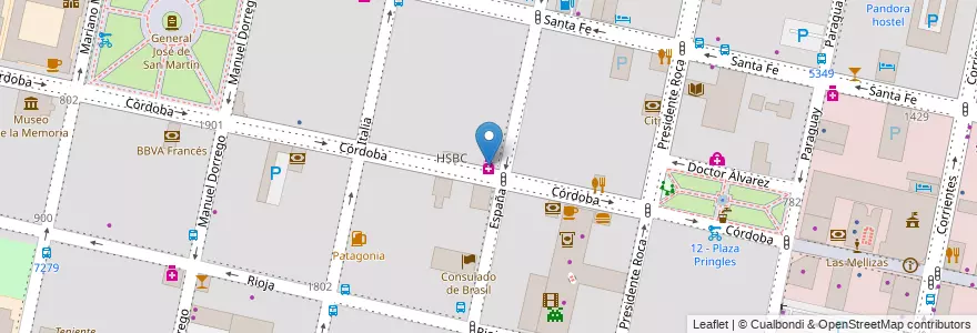 Mapa de ubicacion de Del Leon en الأرجنتين, سانتا في, Departamento Rosario, Municipio De Rosario, روساريو.