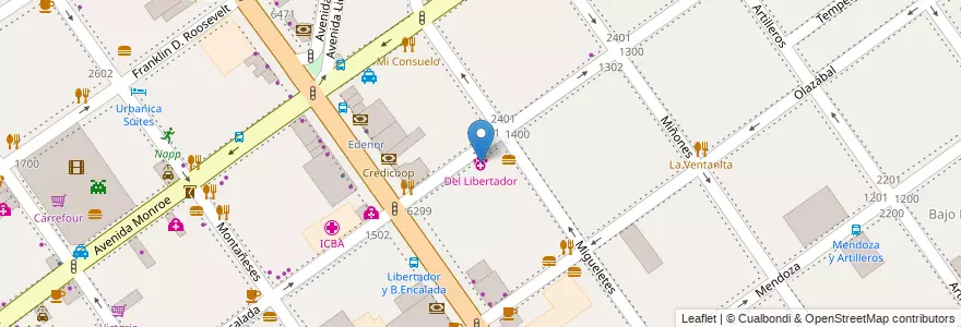 Mapa de ubicacion de Del Libertador, Belgrano en Arjantin, Ciudad Autónoma De Buenos Aires, Buenos Aires, Comuna 13.