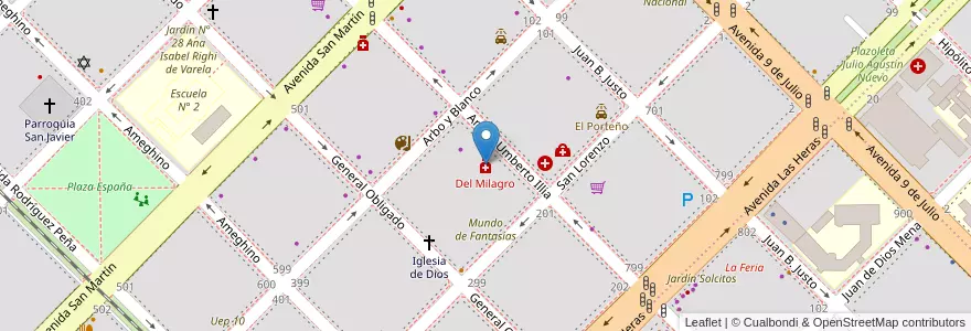 Mapa de ubicacion de Del Milagro en Argentina, Chaco, Departamento San Fernando, Resistencia, Resistencia.
