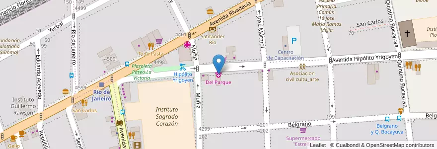 Mapa de ubicacion de Del Parque, Almagro en アルゼンチン, Ciudad Autónoma De Buenos Aires, Comuna 5, ブエノスアイレス.
