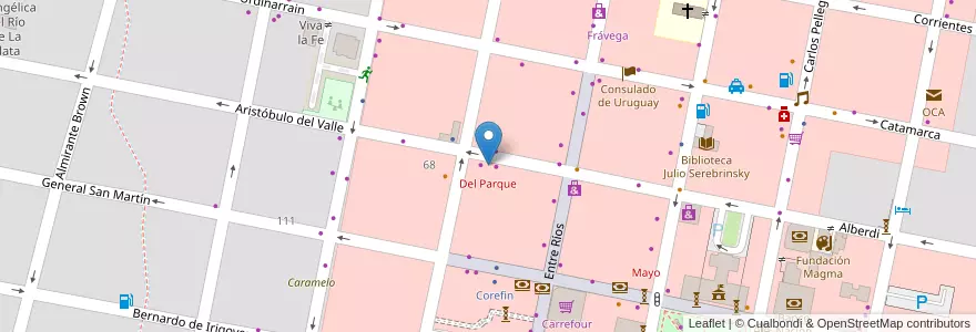 Mapa de ubicacion de Del Parque en Argentinien, Provinz Entre Ríos, Departamento Concordia, Distrito Suburbios, Concordia, Concordia.