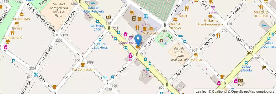 Mapa de ubicacion de Del Pilar, Recoleta en Аргентина, Буэнос-Айрес, Comuna 2, Буэнос-Айрес.