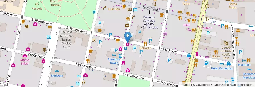 Mapa de ubicacion de Del Plata 6 en الأرجنتين, تشيلي, Mendoza, Departamento Capital, Sección 2ª Barrio Cívico, Ciudad De Mendoza.