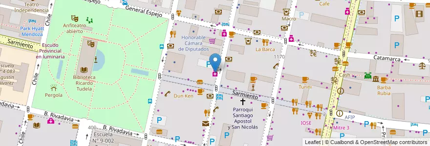 Mapa de ubicacion de Del Plata - Dermoexpert en الأرجنتين, تشيلي, Mendoza, Departamento Capital, Ciudad De Mendoza.