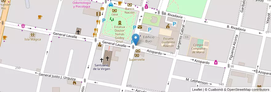 Mapa de ubicacion de Del Plata - Sucursal 4 en 阿根廷, 智利, Mendoza, Godoy Cruz, Departamento Godoy Cruz, Distrito Ciudad De Godoy Cruz.