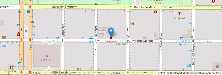 Mapa de ubicacion de Del Pueblo en Arjantin, Şili, Neuquén, Departamento Confluencia, Municipio De Neuquén, Neuquén.