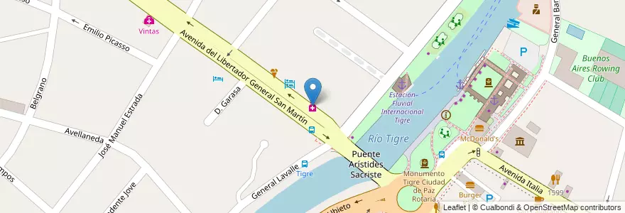Mapa de ubicacion de Del Pueblo en Arjantin, Buenos Aires, Partido De Tigre, Tigre.