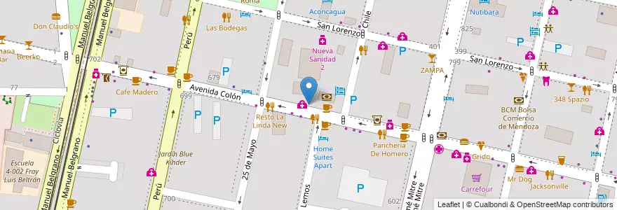Mapa de ubicacion de Del Puente en الأرجنتين, تشيلي, Mendoza, Departamento Capital, Sección 2ª Barrio Cívico, Ciudad De Mendoza.