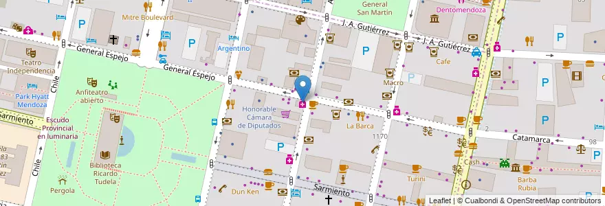 Mapa de ubicacion de Del Puente en アルゼンチン, チリ, メンドーサ州, Departamento Capital, Ciudad De Mendoza.