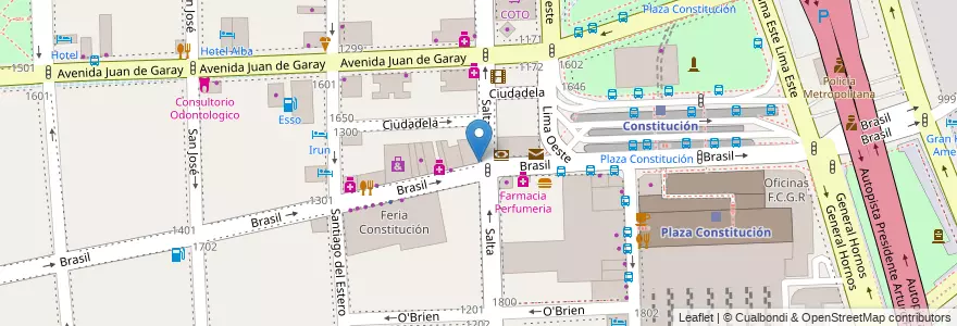 Mapa de ubicacion de Del Puerto, Constitucion en アルゼンチン, Ciudad Autónoma De Buenos Aires, Comuna 4, Comuna 1, ブエノスアイレス.