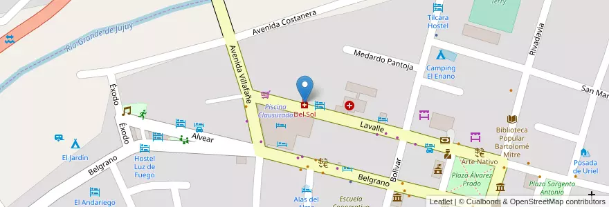 Mapa de ubicacion de Del Sol en 아르헨티나, Jujuy, Departamento Tilcara, Municipio De Tilcara.