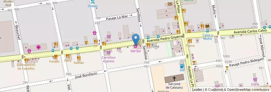 Mapa de ubicacion de Del Sol, Caballito en 아르헨티나, Ciudad Autónoma De Buenos Aires, 부에노스아이레스, Comuna 6.