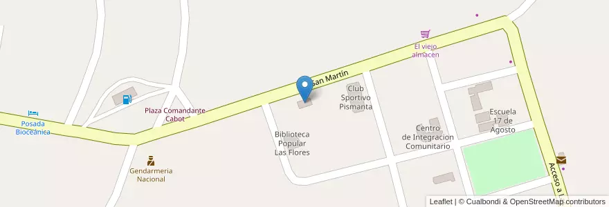 Mapa de ubicacion de Delegacio Las Flores Departamento Provincial de Vialidad en Argentina, San Juan, Cile, Iglesia.
