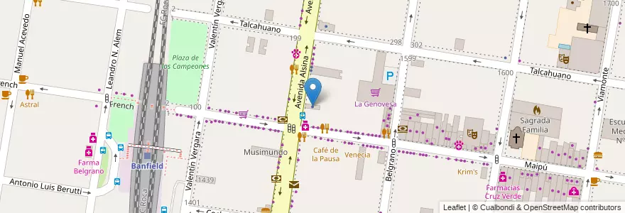 Mapa de ubicacion de Delegacion de Banfield Este en Arjantin, Buenos Aires, Partido De Lomas De Zamora, Banfield.